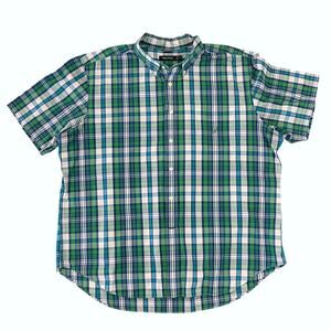 Nautica Men's Green/Blue Plaid Button Short Sleeve Shirt - SIZE XXL
